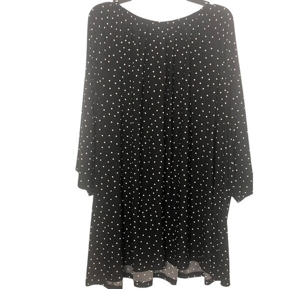 Catherines Plus Size 4X 30/32 Black White Polka Dot Top Shirt Blouse Zip Tunic - Picture 3 of 6